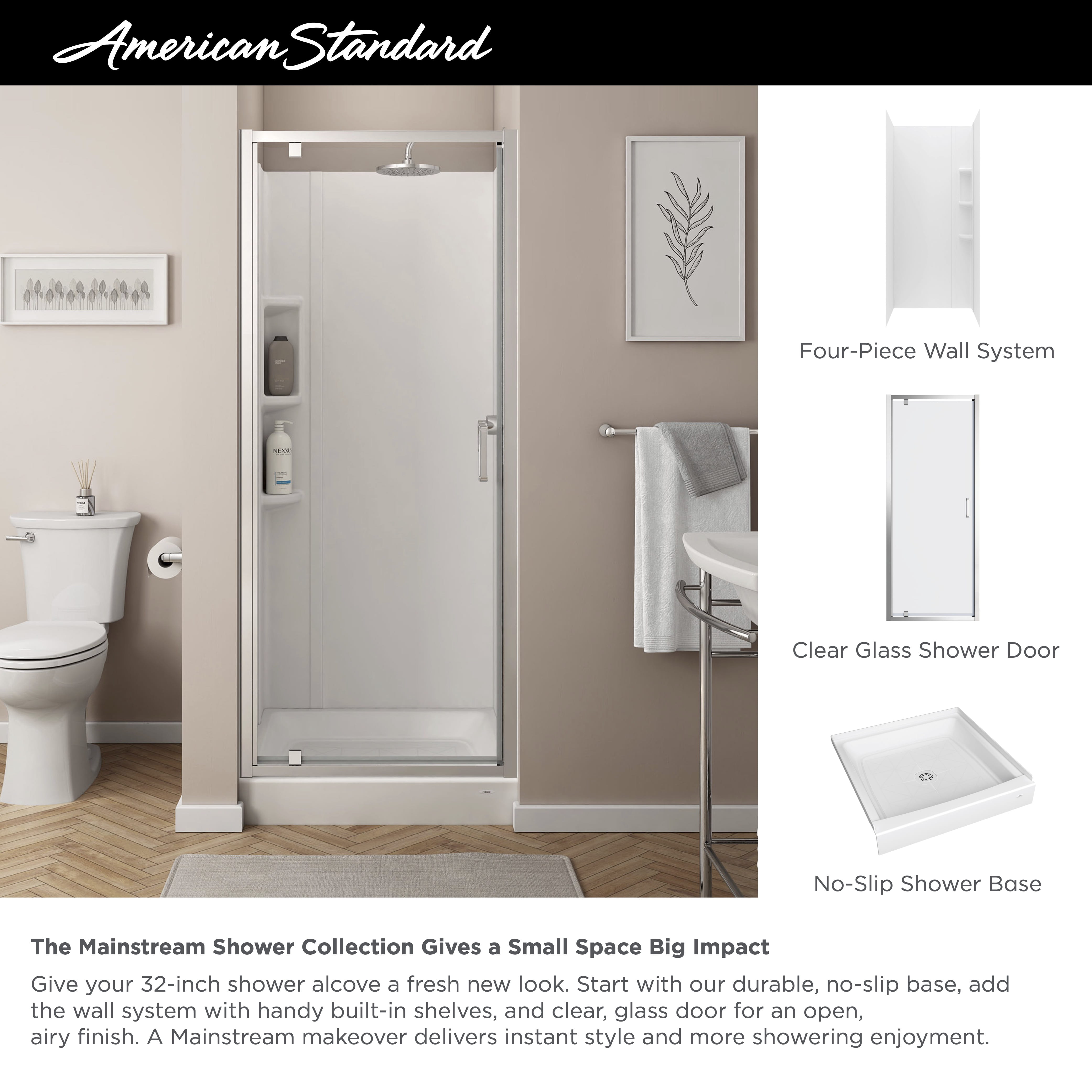 Mainstream 32in Alcove Shower Base